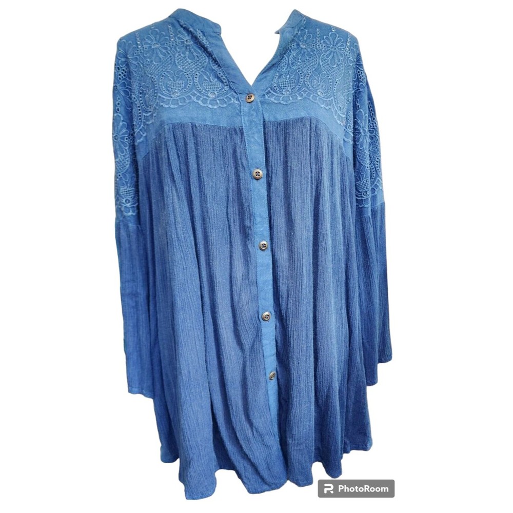 South Main Embroidered Peasant Top NEW Size XL Oversized